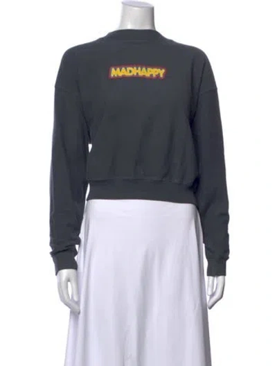 Pre-owned Madhappy Graphic Print Crew Neck Sweater In Gray