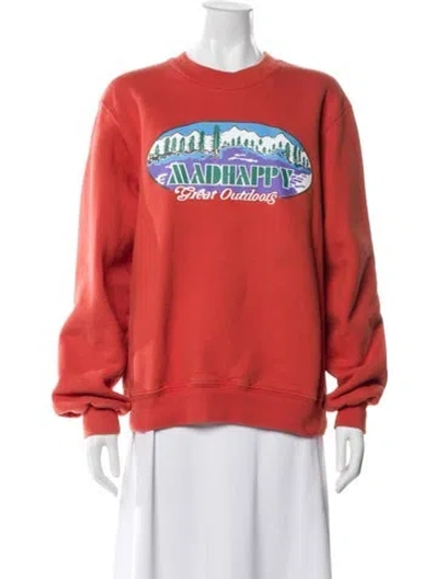 Pre-owned Madhappy Graphic Print Crew Neck Sweater In Orange