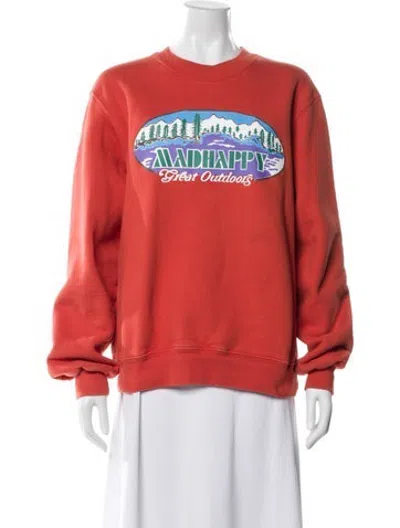Pre-owned Madhappy Graphic Print Crew Neck Sweater In Orange