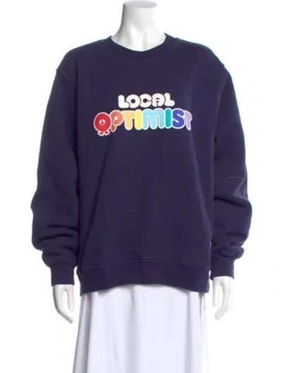 Pre-owned Madhappy Graphic Print Crew Neck Sweater In Purple