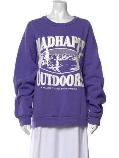 Pre-owned Madhappy Graphic Print Crew Neck Sweater In Purple