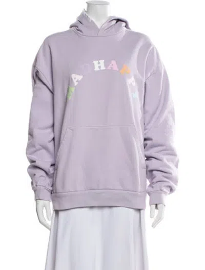 Pre-owned Madhappy Graphic Print Crew Neck Sweater In Purple