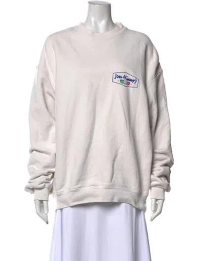 Pre-owned Madhappy Graphic Print Crew Neck Sweater In White