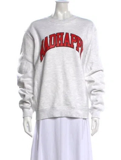 Pre-owned Madhappy Graphic Print Crew Neck Sweater In White