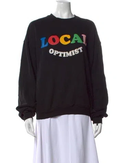 Pre-owned Madhappy Graphic Print Crew Neck Sweatshirt In Black