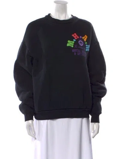 Pre-owned Madhappy Graphic Print Crew Neck Sweatshirt In Black