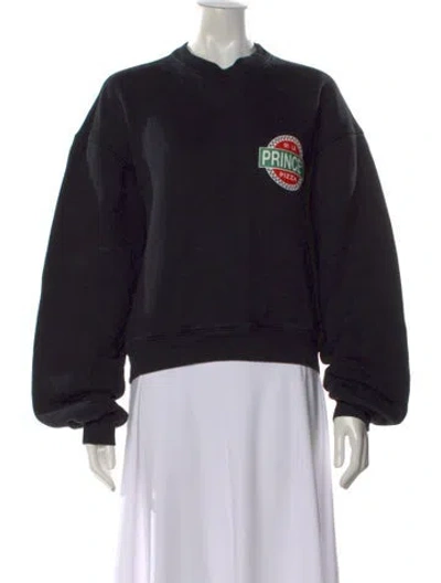 Pre-owned Madhappy Graphic Print Crew Neck Sweatshirt In Black