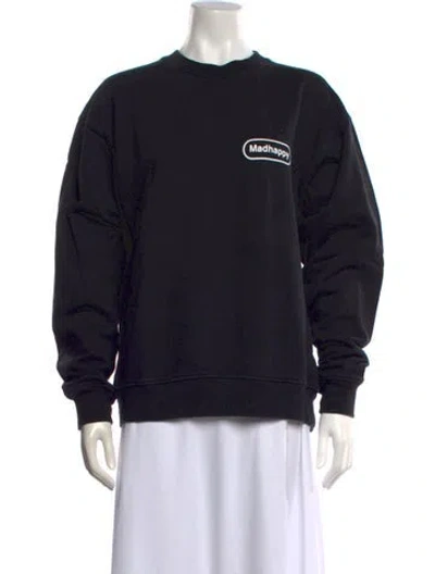 Pre-owned Madhappy Graphic Print Crew Neck Sweatshirt In Black