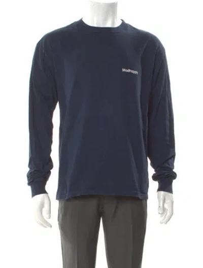 Pre-owned Madhappy Graphic Print Crew Neck Sweatshirt In Blue