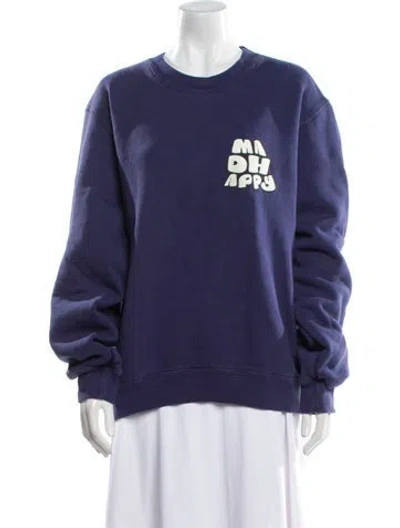 Pre-owned Madhappy Graphic Print Crew Neck Sweatshirt In Blue
