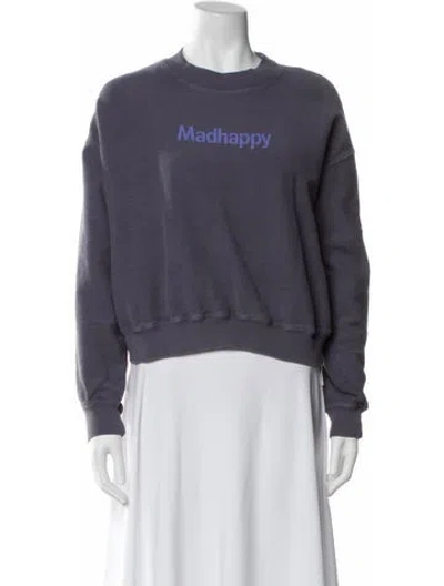 Pre-owned Madhappy Graphic Print Crew Neck Sweatshirt In Blue