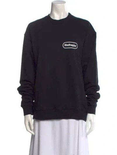 Pre-owned Madhappy Graphic Print Crew Neck Sweatshirt In Blue