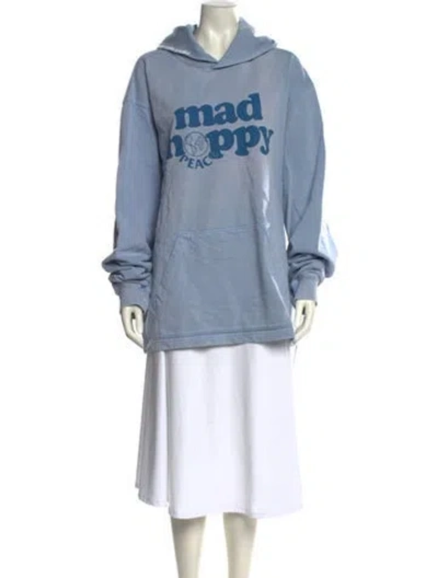 Pre-owned Madhappy Graphic Print Crew Neck Sweatshirt In Blue