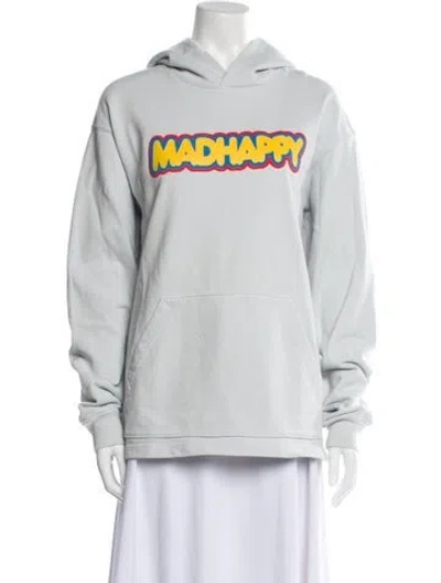 Pre-owned Madhappy Graphic Print Crew Neck Sweatshirt In Blue