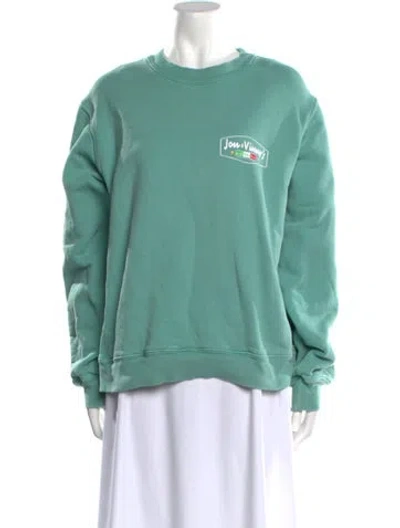 Pre-owned Madhappy Graphic Print Crew Neck Sweatshirt In Blue