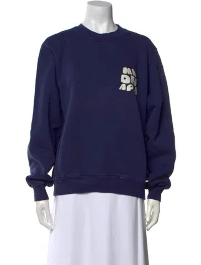 Pre-owned Madhappy Graphic Print Crew Neck Sweatshirt In Blue