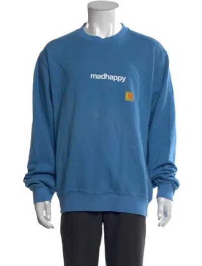 Pre-owned Madhappy Graphic Print Crew Neck Sweatshirt In Blue