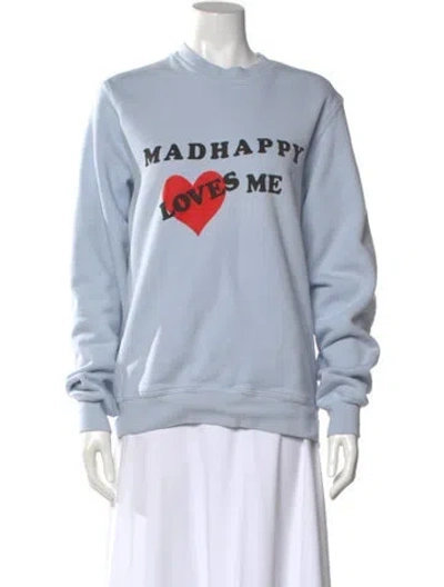 Pre-owned Madhappy Graphic Print Crew Neck Sweatshirt In Blue