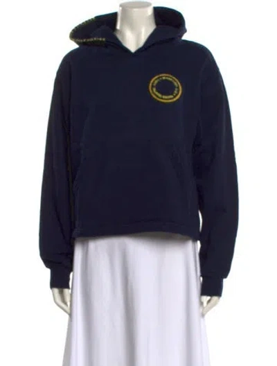 Pre-owned Madhappy Graphic Print Crew Neck Sweatshirt In Blue