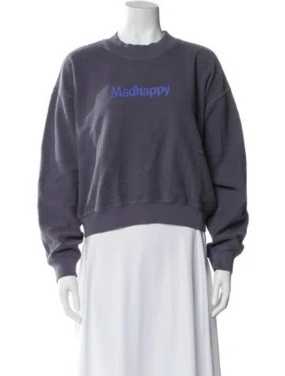 Pre-owned Madhappy Graphic Print Crew Neck Sweatshirt In Blue