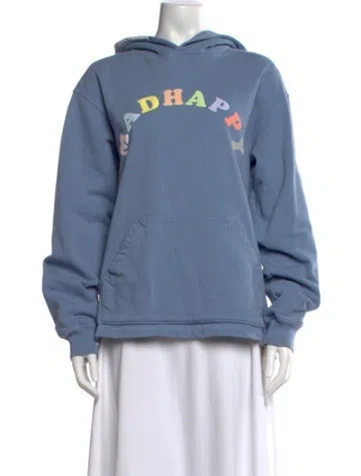 Pre-owned Madhappy Graphic Print Crew Neck Sweatshirt In Blue