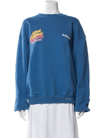 Pre-owned Madhappy Graphic Print Crew Neck Sweatshirt In Blue