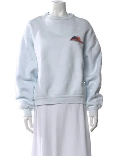 Pre-owned Madhappy Graphic Print Crew Neck Sweatshirt In Blue