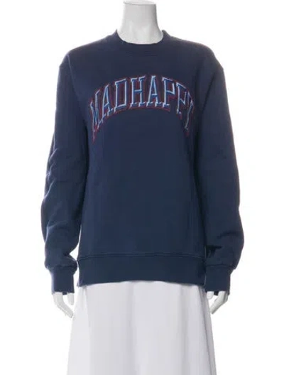 Pre-owned Madhappy Graphic Print Crew Neck Sweatshirt In Blue