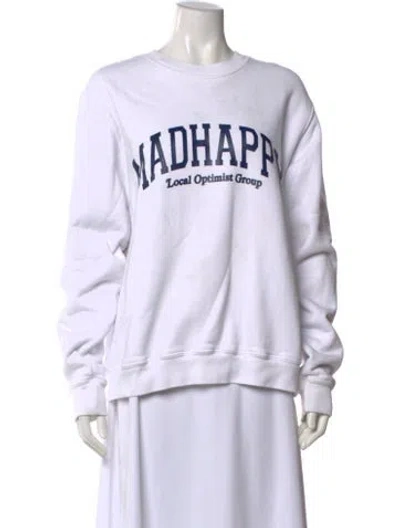 Pre-owned Madhappy Graphic Print Crew Neck Sweatshirt In Blue