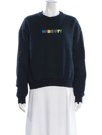 Pre-owned Madhappy Graphic Print Crew Neck Sweatshirt In Blue