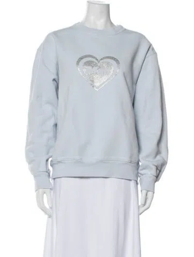 Pre-owned Madhappy Graphic Print Crew Neck Sweatshirt In Blue