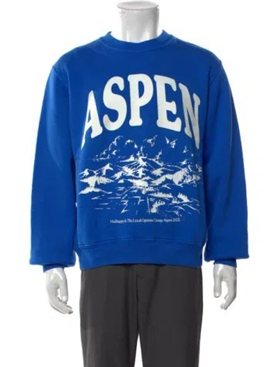 Pre-owned Madhappy Graphic Print Crew Neck Sweatshirt In Blue