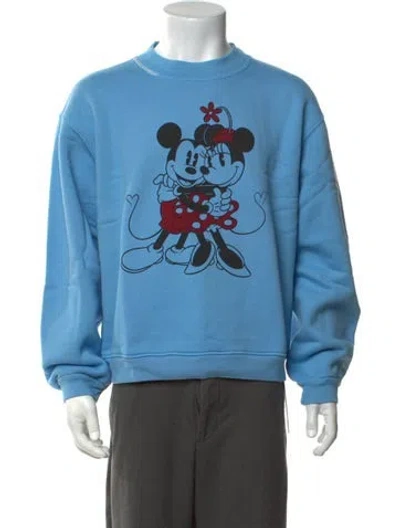 Pre-owned Madhappy Graphic Print Crew Neck Sweatshirt In Blue