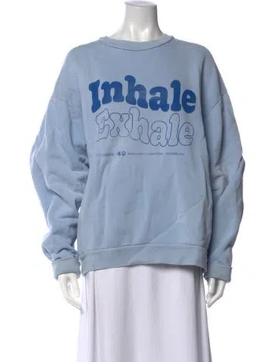 Pre-owned Madhappy Graphic Print Crew Neck Sweatshirt In Blue