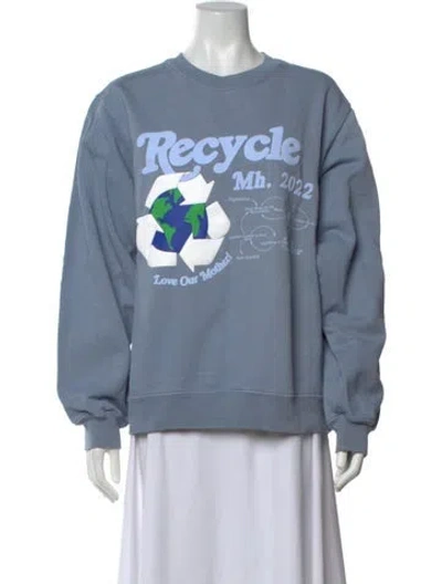 Pre-owned Madhappy Graphic Print Crew Neck Sweatshirt In Blue