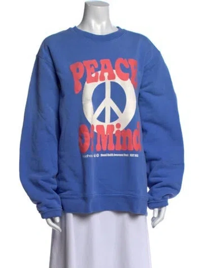 Pre-owned Madhappy Graphic Print Crew Neck Sweatshirt In Blue