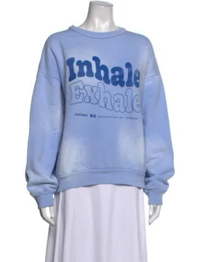 Pre-owned Madhappy Graphic Print Crew Neck Sweatshirt In Blue