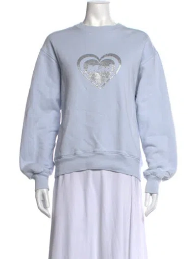Pre-owned Madhappy Graphic Print Crew Neck Sweatshirt In Blue