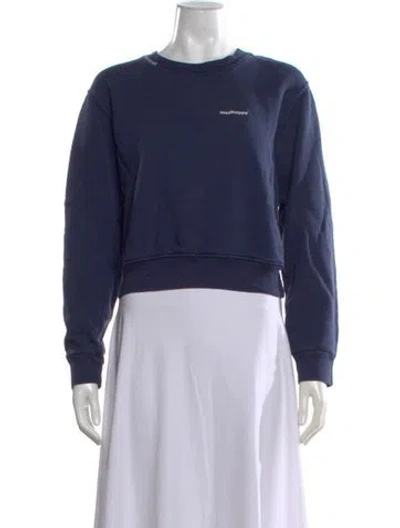 Pre-owned Madhappy Graphic Print Crew Neck Sweatshirt In Blue