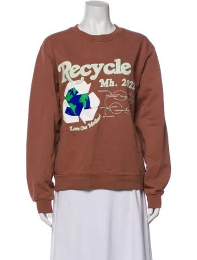 Pre-owned Madhappy Graphic Print Crew Neck Sweatshirt In Brown