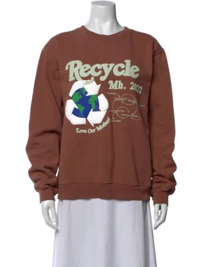 Pre-owned Madhappy Graphic Print Crew Neck Sweatshirt In Brown
