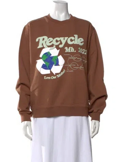 Pre-owned Madhappy Graphic Print Crew Neck Sweatshirt In Brown