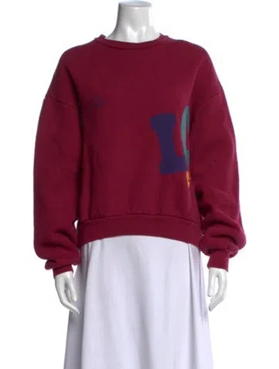 Pre-owned Madhappy Graphic Print Crew Neck Sweatshirt In Burgundy