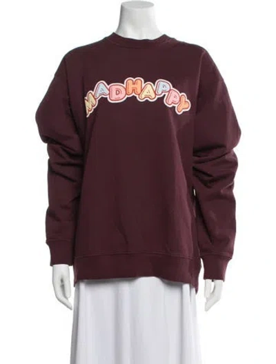 Pre-owned Madhappy Graphic Print Crew Neck Sweatshirt In Burgundy