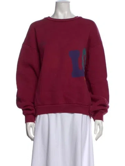 Pre-owned Madhappy Graphic Print Crew Neck Sweatshirt In Burgundy