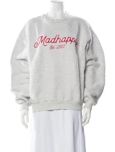 Pre-owned Madhappy Graphic Print Crew Neck Sweatshirt In Gray