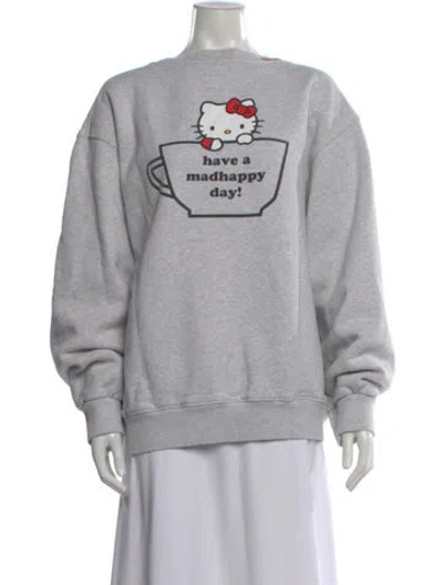 Pre-owned Madhappy Graphic Print Crew Neck Sweatshirt In Gray