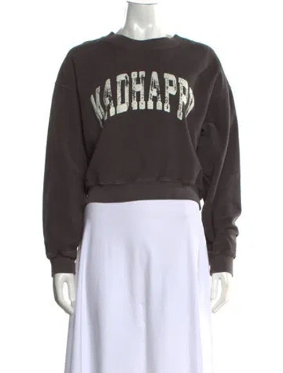 Pre-owned Madhappy Graphic Print Crew Neck Sweatshirt In Gray