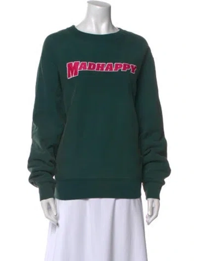 Pre-owned Madhappy Graphic Print Crew Neck Sweatshirt In Green