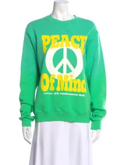 Pre-owned Madhappy Graphic Print Crew Neck Sweatshirt In Green